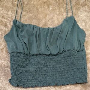 Urban Outfitters Teal Smocked Tank Top